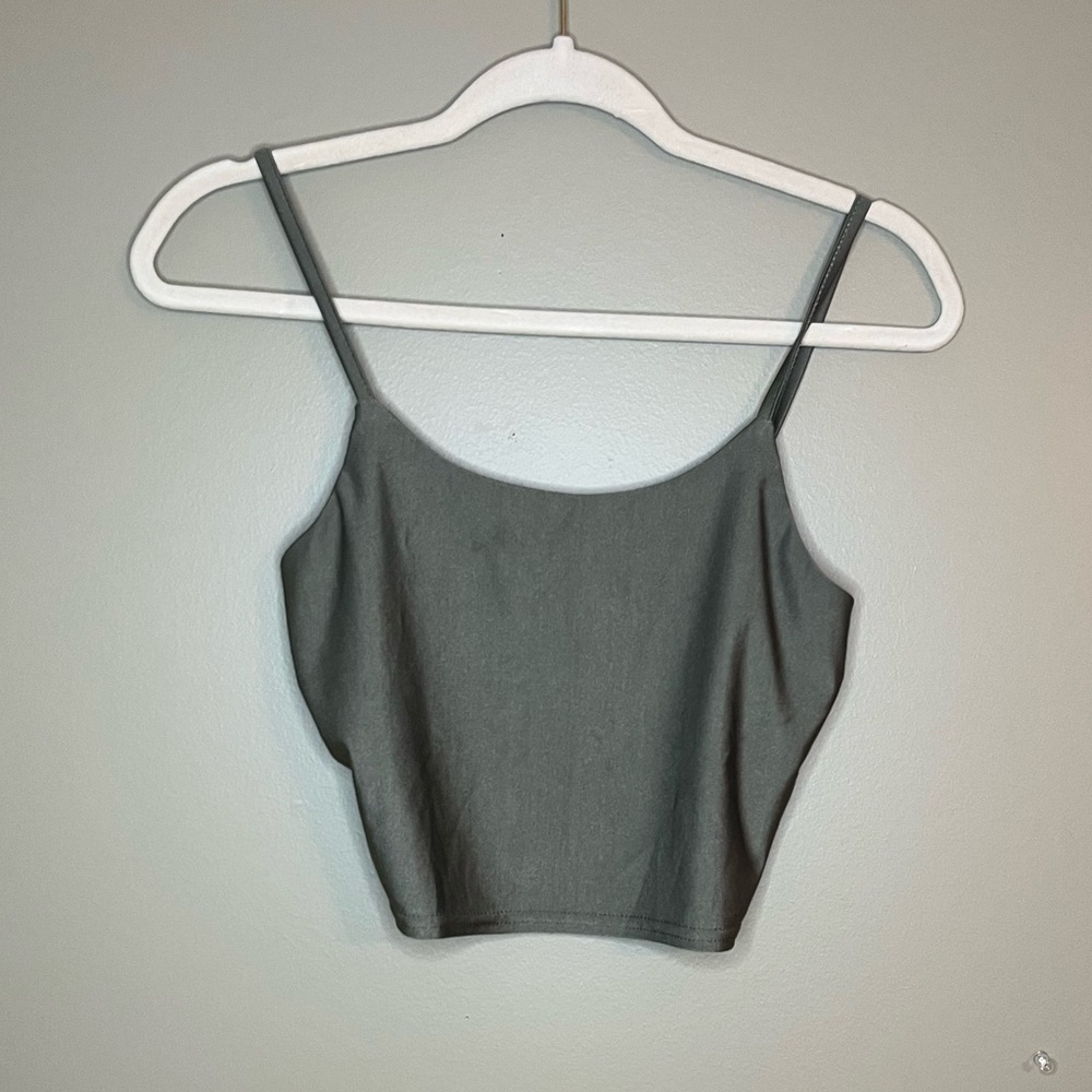 Raw Edge Cami Top Tank Green/Gray Women’s Small